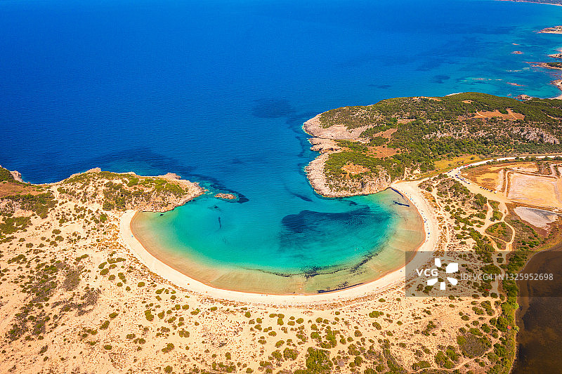 希腊伯罗奔尼撒Voidokilia海滩航拍图片素材