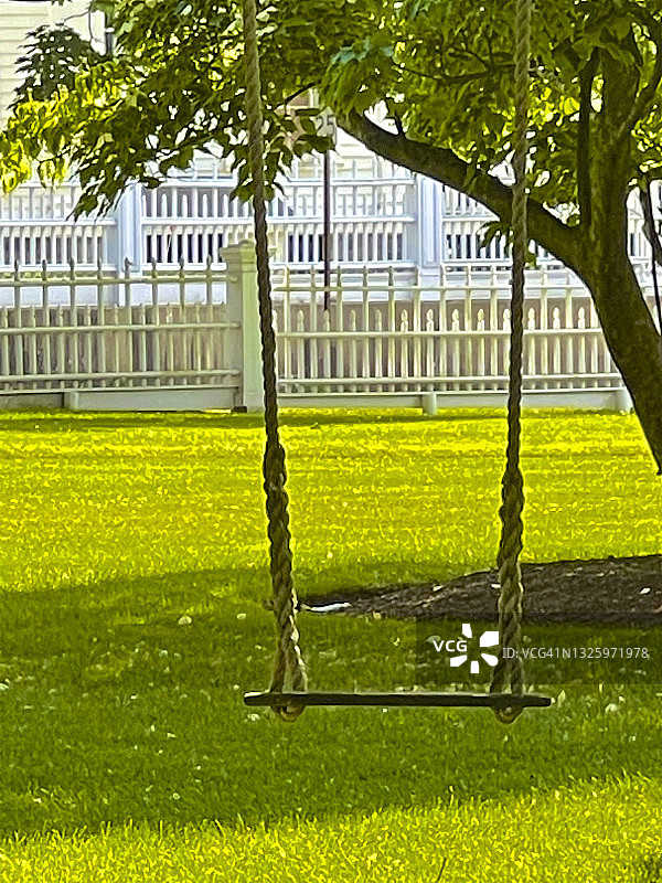 萨格港的草坪上的乡村秋千图片素材