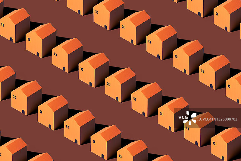 拥挤的模型房屋重复图案排列图片素材