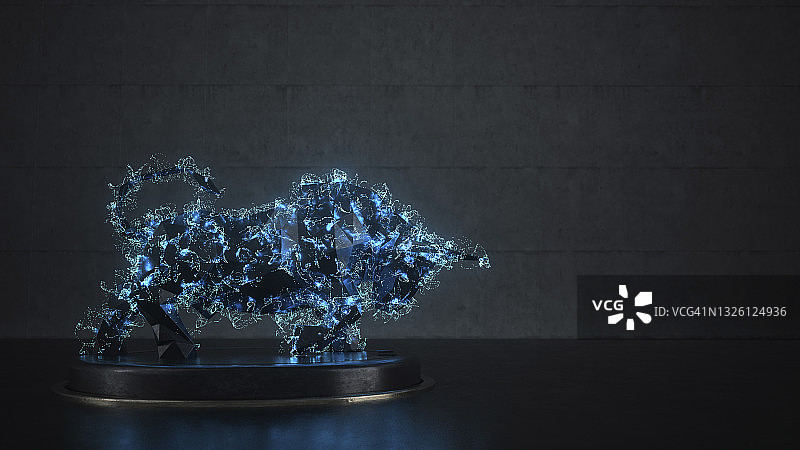 公牛抽象模型的三维渲染图片素材