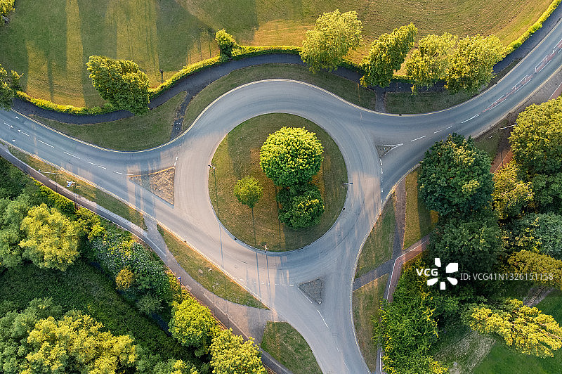 英国环形交叉路鸟瞰图图片素材