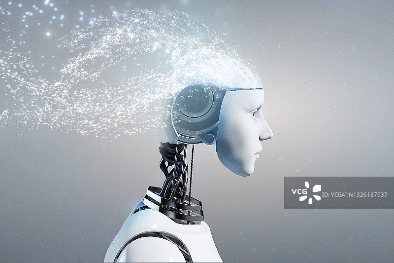 AI机器人与大脑图片素材