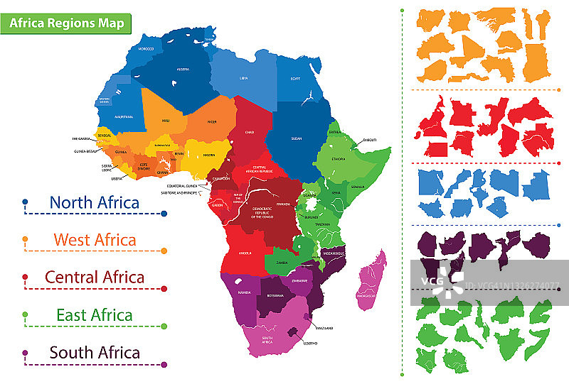 非洲区域地图图片素材