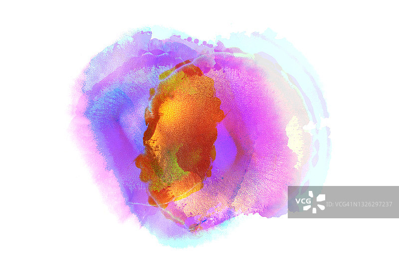 抽象背景，粉蓝墨滴，白色画布。图片素材