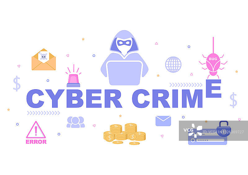 网络犯罪插图：网络钓鱼窃取数据图片素材