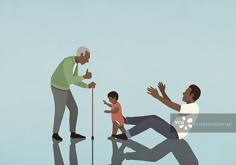 多代同堂家庭玩耍。图片素材