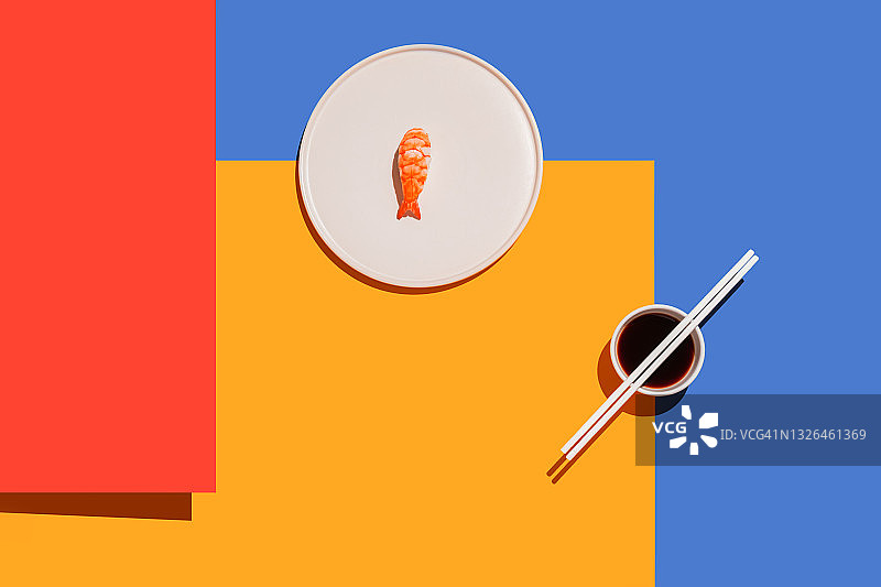 时尚撞色虾寿司美食照片图片素材