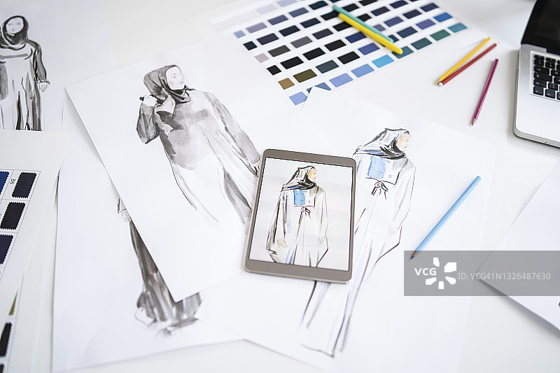 素描和设计稿特写图片素材