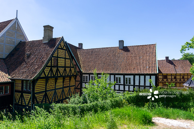 奥胡斯老城区历史木骨架房屋图片素材