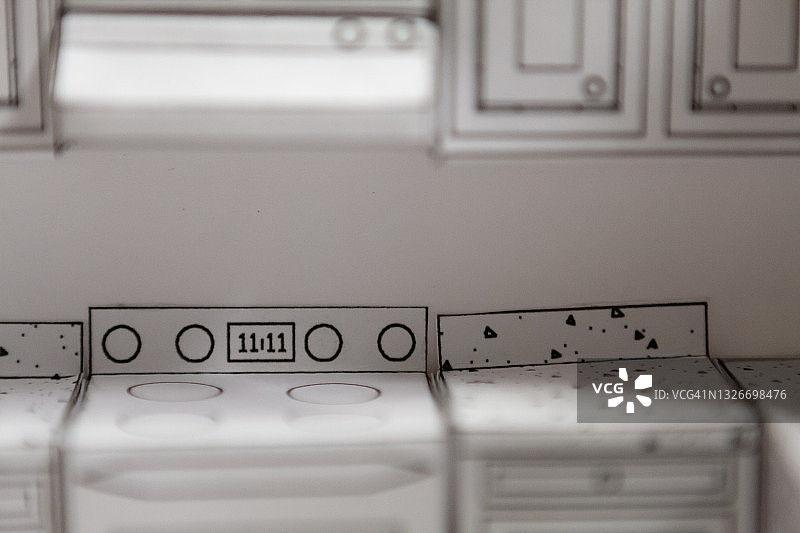 郊区厨房的纸模型图片素材