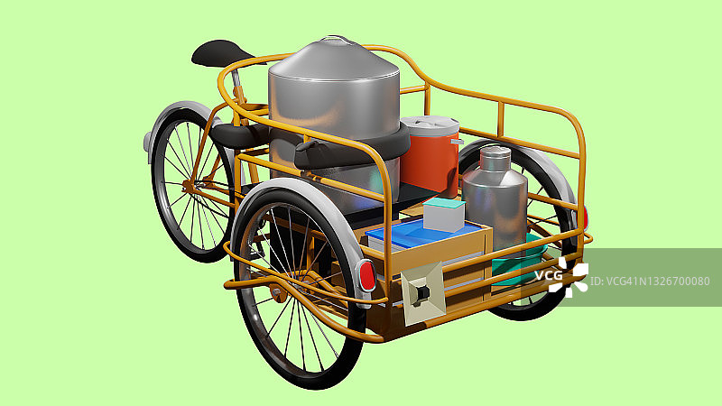 玉米粉蒸肉三轮车顶视图图片素材