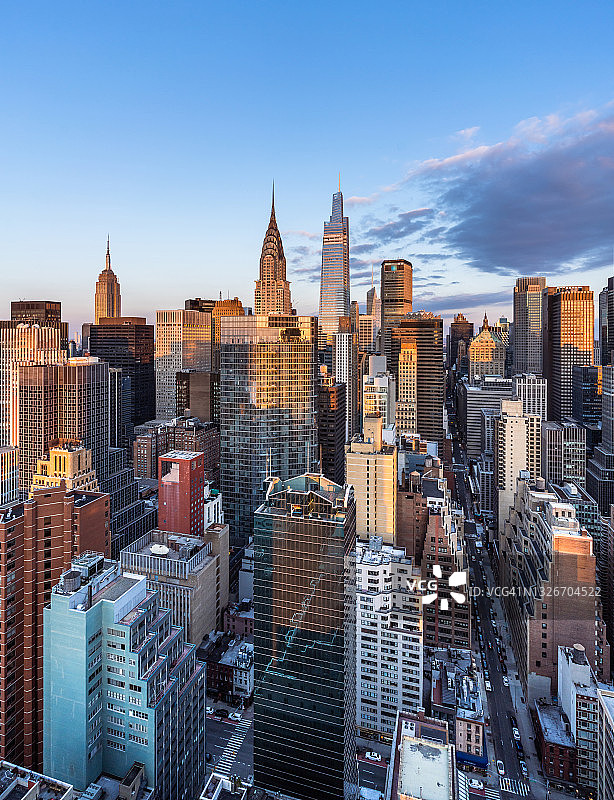曼哈顿中城日出高角度景观图片素材