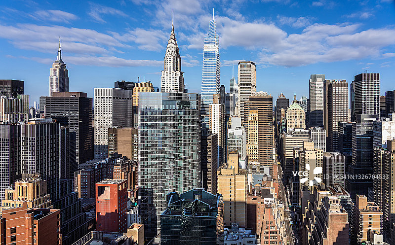 纽约曼哈顿中城早晨景观高角度镜头图片素材