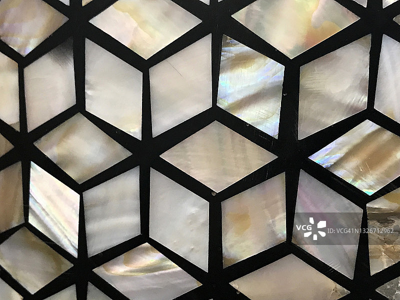 用牡蛎壳材料拼凑而成的三维抽象设计图片素材