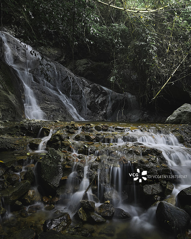 泰国清迈府湄甘蓬森林瀑布景色图片素材