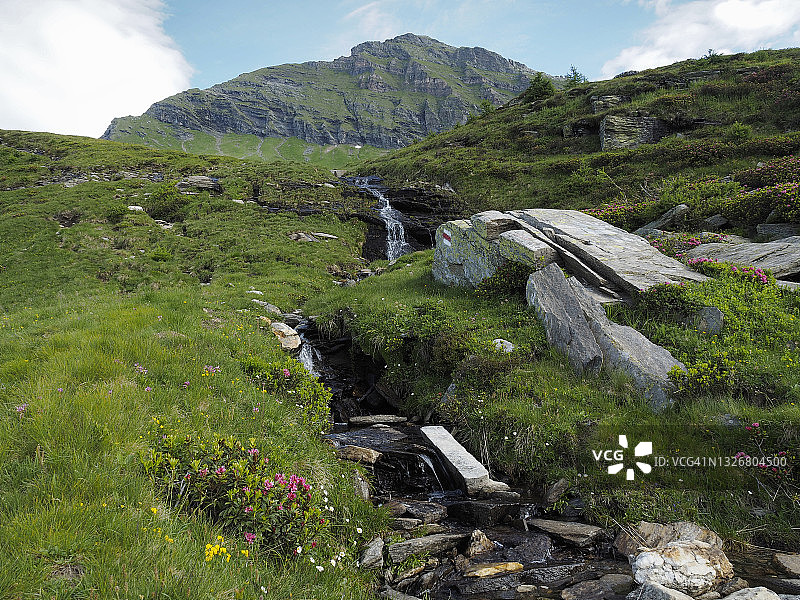 博斯科古林附近罗瓦纳山谷的山涧和绿色牧场图片素材