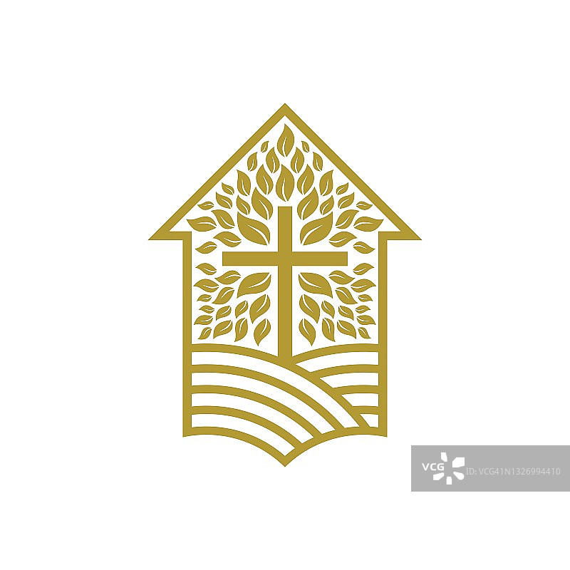 基督教教堂徽标：冉冉升起的信仰之家图片素材