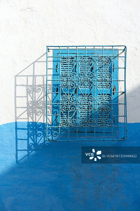 摩洛哥北部艾西拉的百叶窗图片素材