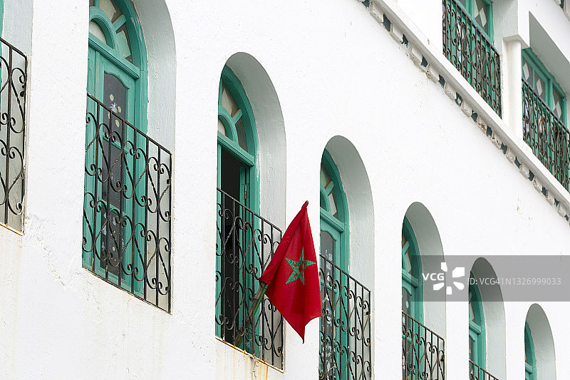 摩洛哥北部艾西拉的百叶窗图片素材