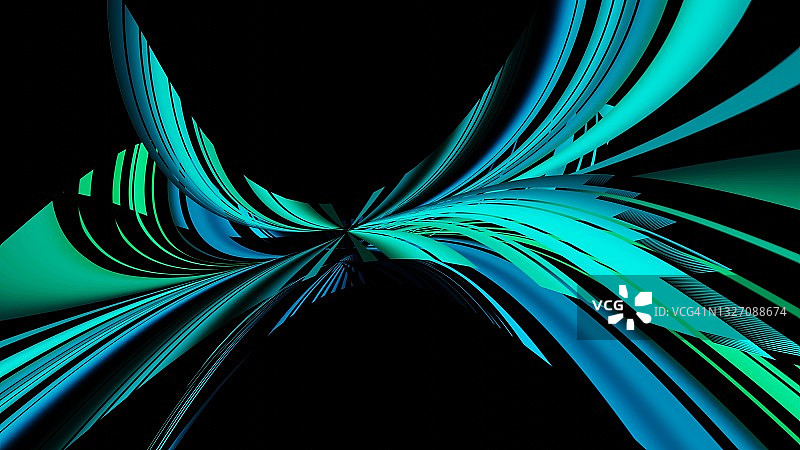 黑色背景上的弧形绿蓝平面图片素材