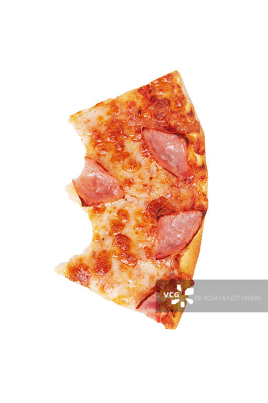 白色背景上缺了一口的披萨切片图片素材