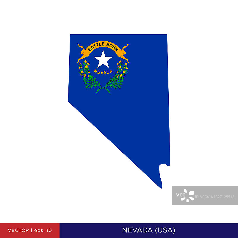 内华达州（美国）地图和国旗矢量素材设计模板图片素材