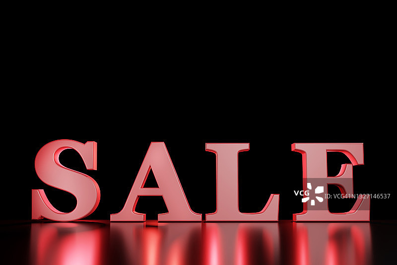 黑色背景上红色字母促销发光字，孤立，最后一分钟折扣概念，3D复制空间。图片素材