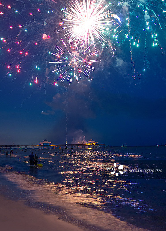 佛罗里达州迈尔斯堡的烟花表演图片素材