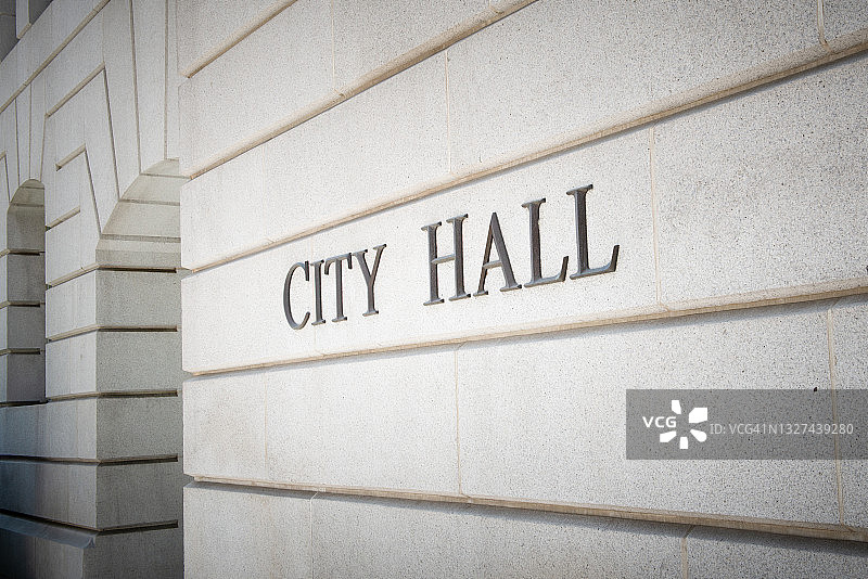 美国加利福尼亚州洛杉矶市政厅标志特写图片素材