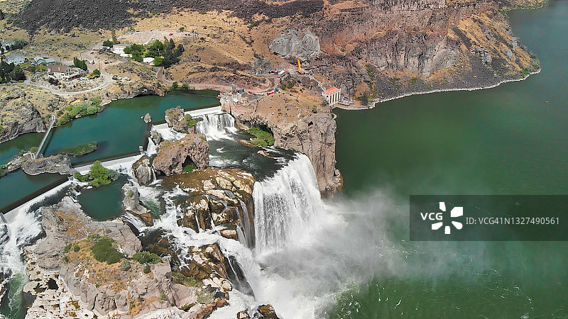 美国爱达荷州肖松尼瀑布航拍图片素材