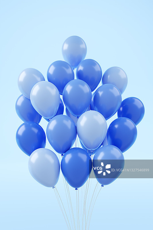 蓝色主题派对气球装饰背景图片素材