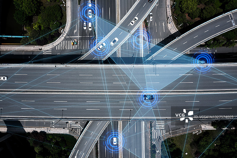 科技智能交通与高速公路交叉口科技图图片素材