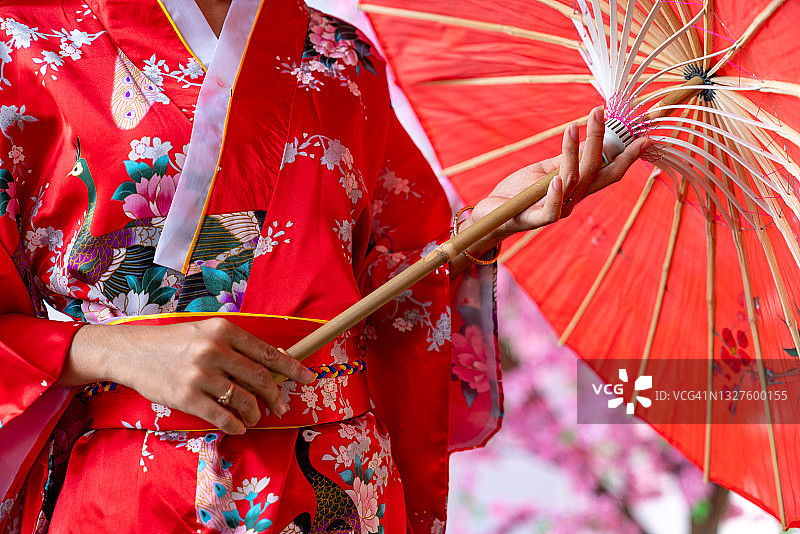 日本风情 - 和服与伞图片素材