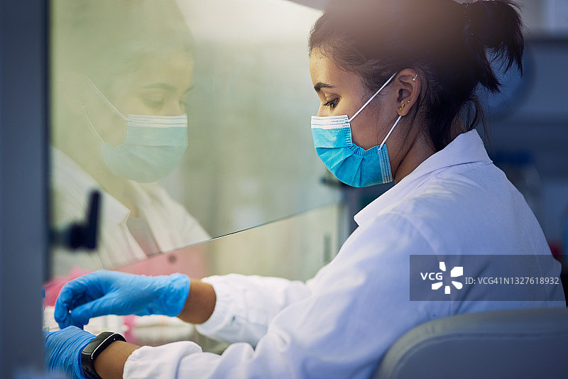 年轻科学家在实验室进行医学研究图片素材