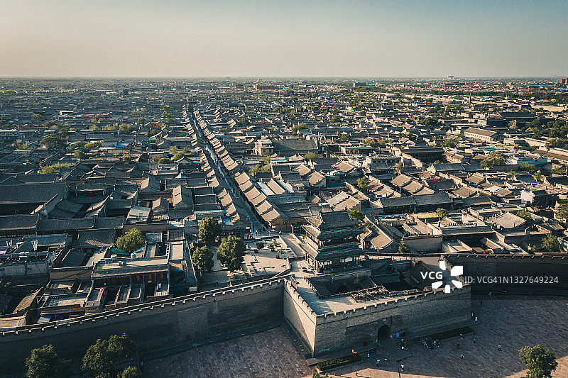 山西平遥古城航拍延时图片素材