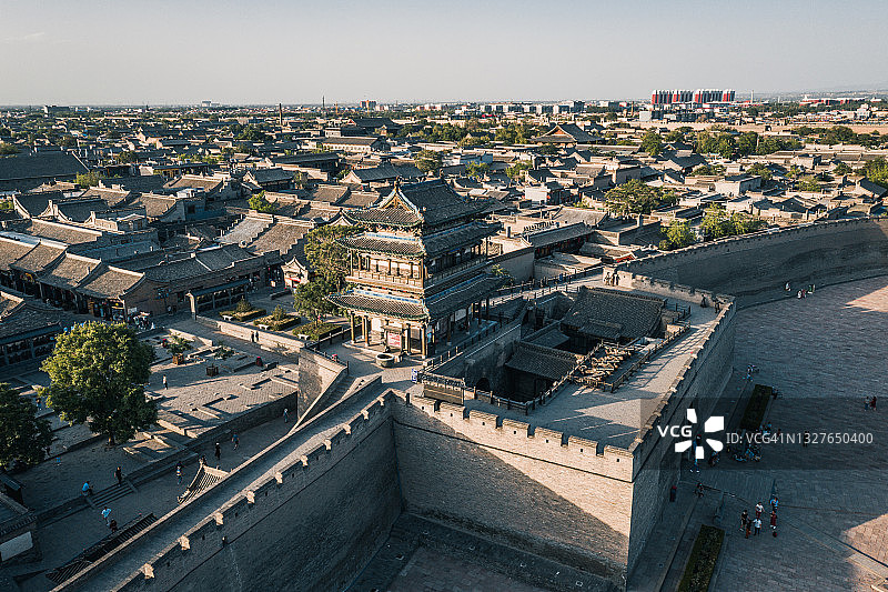 山西平遥古城航拍延时图片素材