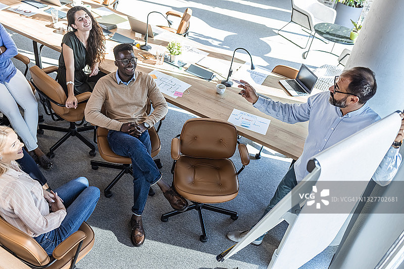 兴奋的教练为员工做演示图片素材