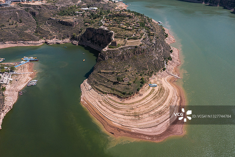 中国山西偏关老牛湾黄河源头风光航拍图片素材