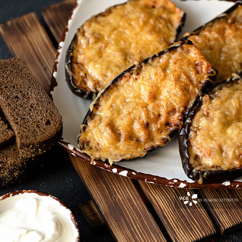 烤茄子奶酪图片素材