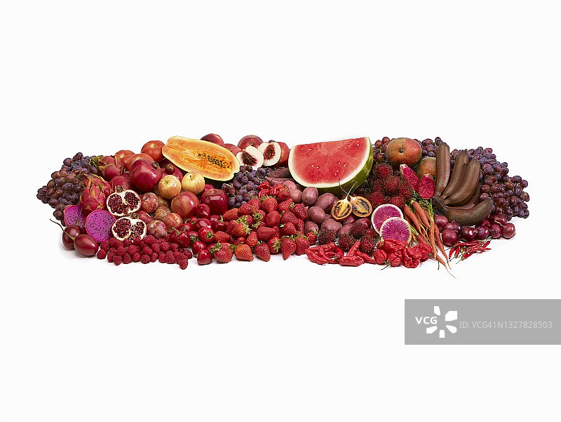 白色背景上的红色水果蔬菜图片素材