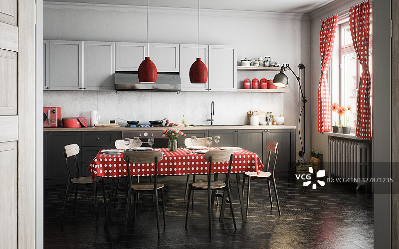 家庭厨房和餐厅图片素材