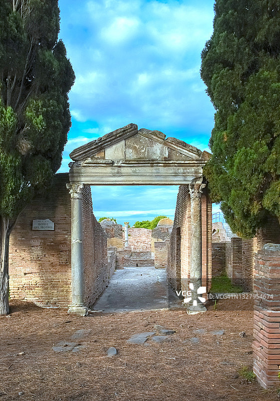 意大利奥斯蒂亚·安提卡古罗马住宅入口图片素材