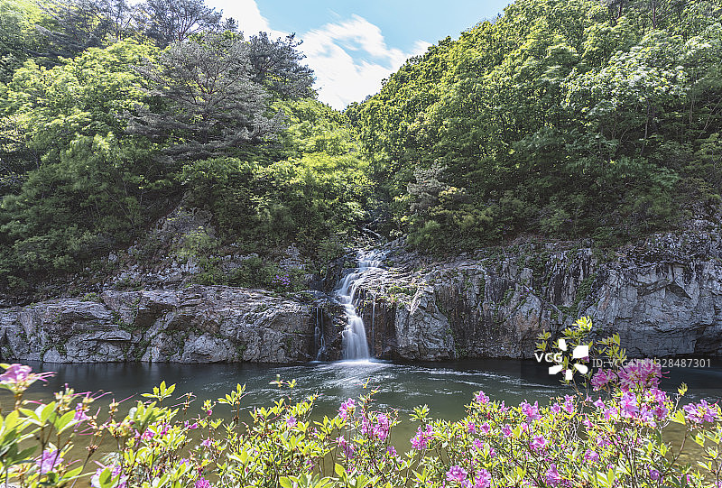 韩国加平郡永沼瀑布长曝光摄影图片素材