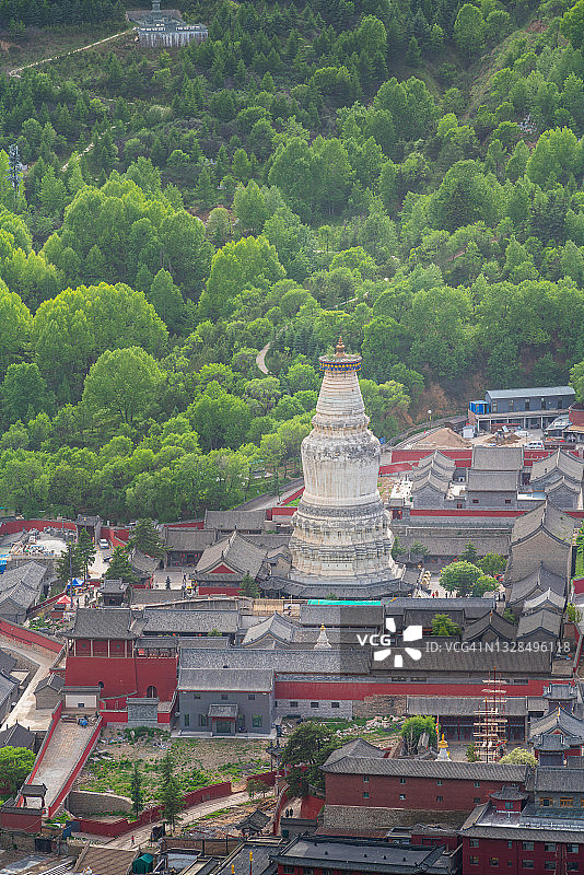 中国山西五台山塔院寺黄昏鸟瞰图图片素材