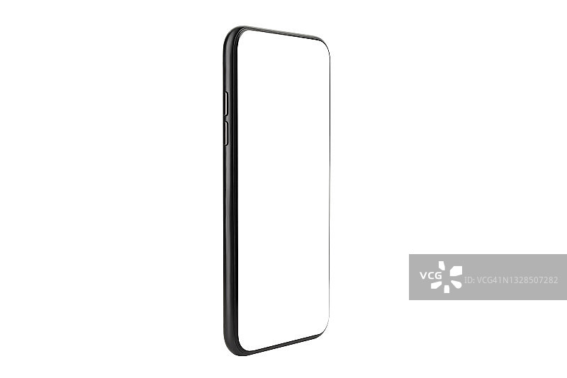 白色背景上隔离的带白色屏幕的智能手机模型图片素材