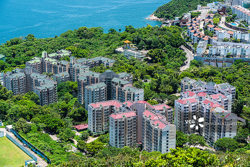 香港赤柱沿海城镇航拍视角图片素材