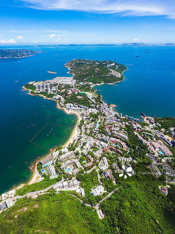 香港赤柱沿海城镇航拍视角图片素材