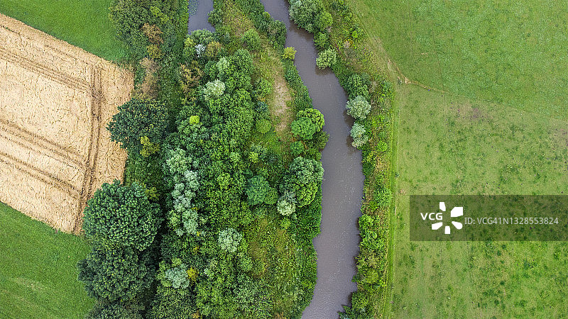小河的复原 - 航拍图片素材