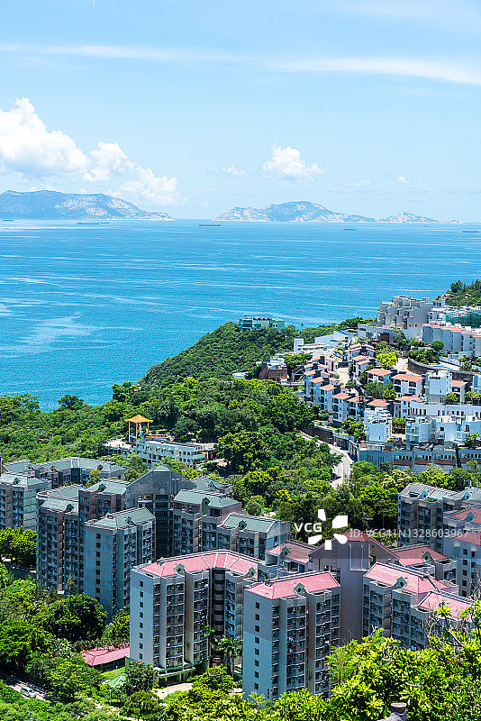 香港赤柱沿海城镇航拍视角图片素材