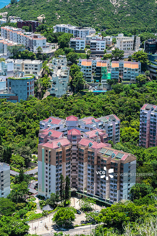 香港赤柱沿海城镇航拍视角图片素材